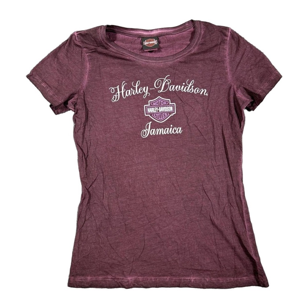 Harley-Davidson Jamaica Graphic T-Shirt Mens Medium Maroon Short Sleeve Biker